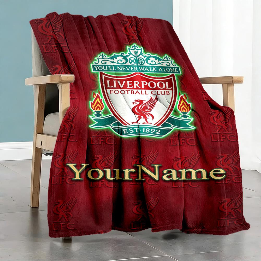Liverpool Customize Text Blanket Cozy Personalized Blanket Soft Warm Cozy Suitable for Couch Home Decor Office Chair Bedding for All Occasions