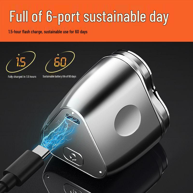 Men's Rechargeable Mini Three-Blade Electric Razor - Portable Magnetic Suction Beard Trimmer