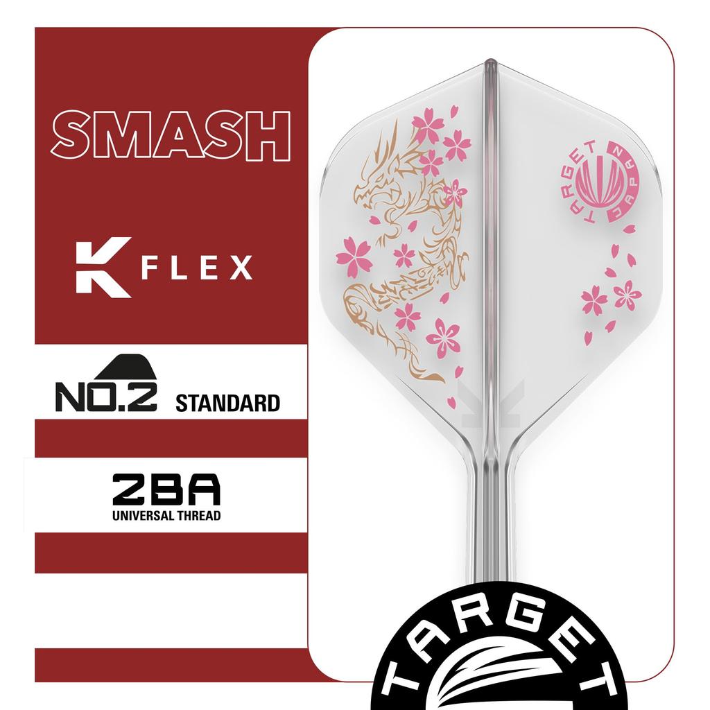 Target Japan Smash Clear Integrated Flights and 2 Intermediate Junya Dragon Flower Pack of 3 Accessories K-Flex Shafts, No. (Standard) – (26mm)