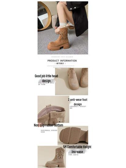 2025 Retro Thick-Soled Breathable Cowboy Mid-Calf Boots