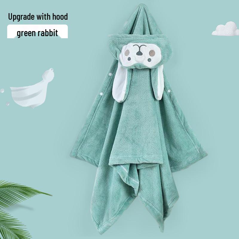 Water-Absorbent Cartoon Hooded Bath Towel Cape for Newborns & Toddlers