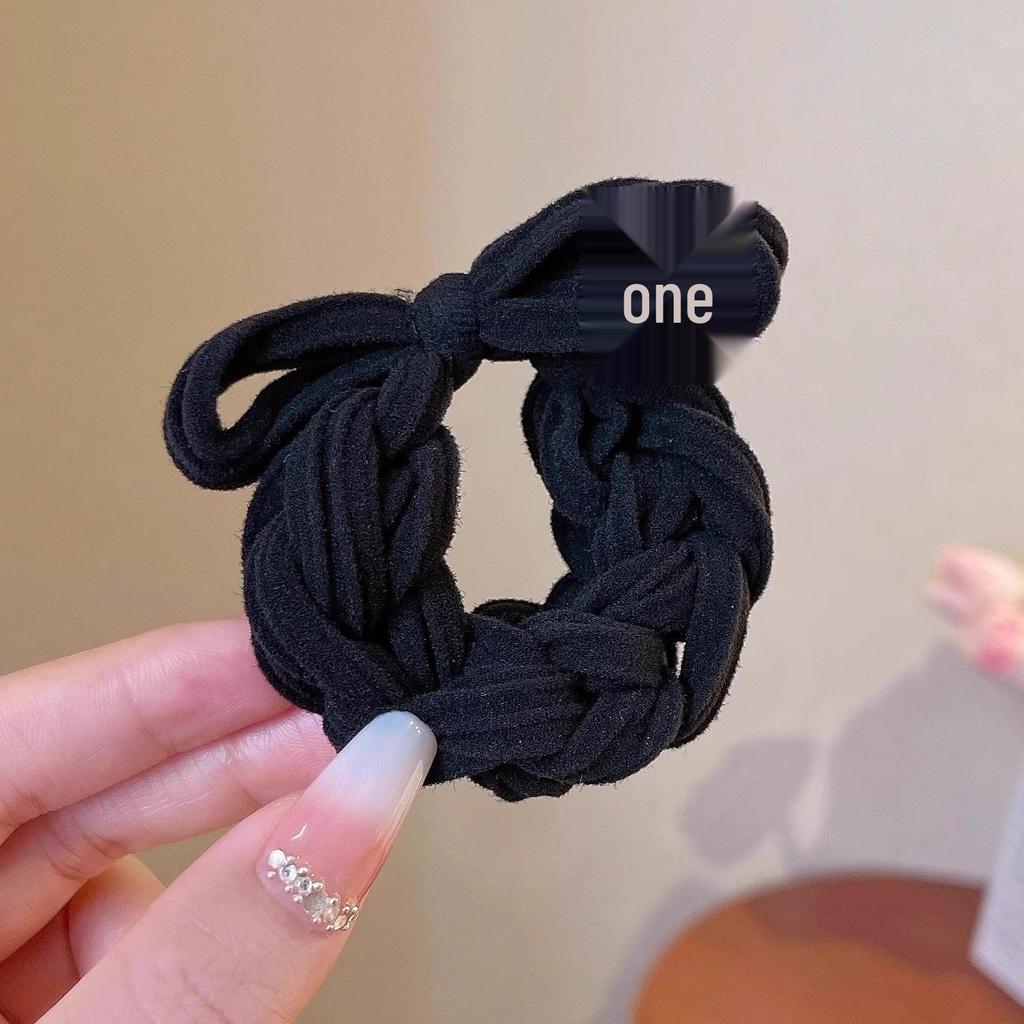 Korean Style Knitted Bow Hair Tie - High Elastic Ponytail Holder