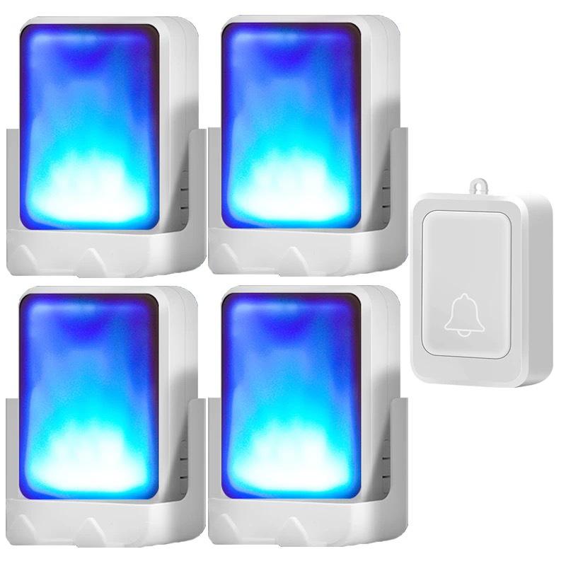 Wireless Battery-Powered Doorbell with Strong Flash, Service Call Button for Hearing Impaired and Elderly, Optional Mute Function.