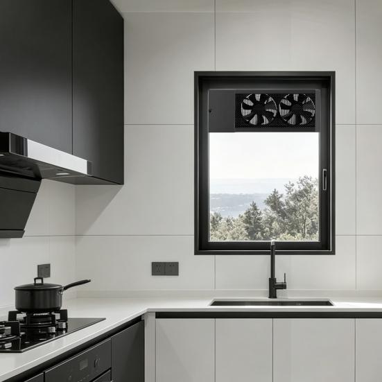 Exhaust Fan for Sliding Windows Reversible Airflow Fan with Double-Layer Metal Mesh Powerful Quiet
