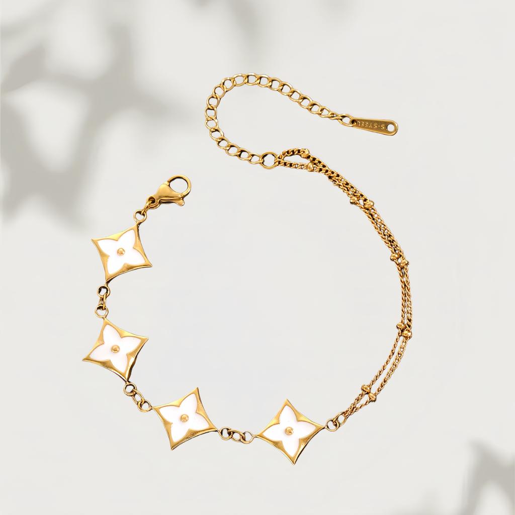 Four leaf clover stainless steel bracelet with a high-end feel, lucky grass bracelet, ladies' non fading jewelry