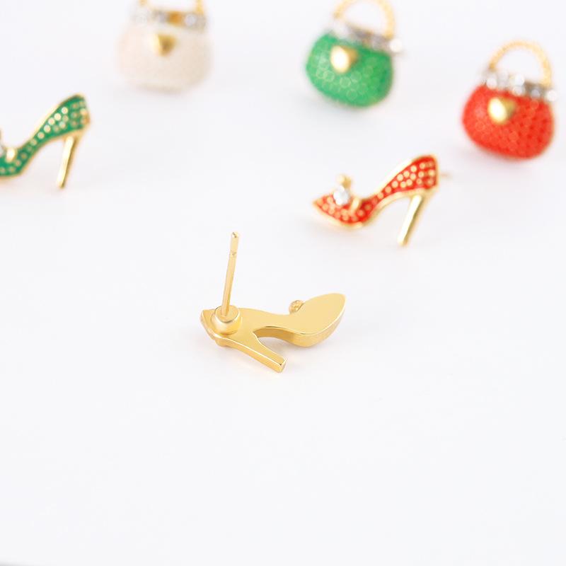 LATS Asymmetric Unique Handbag & High Heel Shoes Shape Earrings for Women Bohemia Small Jewelry Accessories