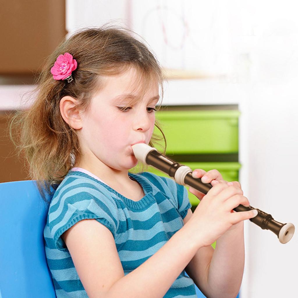 Soprano Recorder Made of ABS German C Removable Flute Set of with Cleaning Fingering Leather Storage Easy for Beginners Resin, Style, Tone, 8-hole 3,