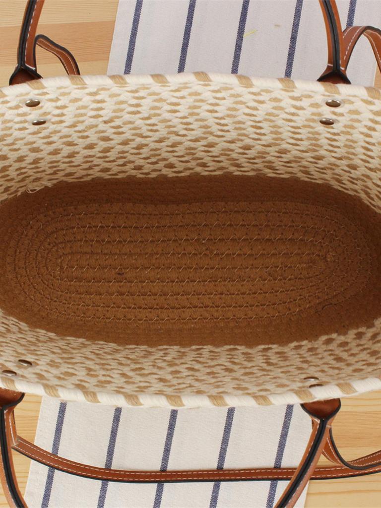 Bohemian Handmade Woven Shoulder Bag - Large Capacity, Casual Minimalist Style for Seaside Vacations and Everyday Use.