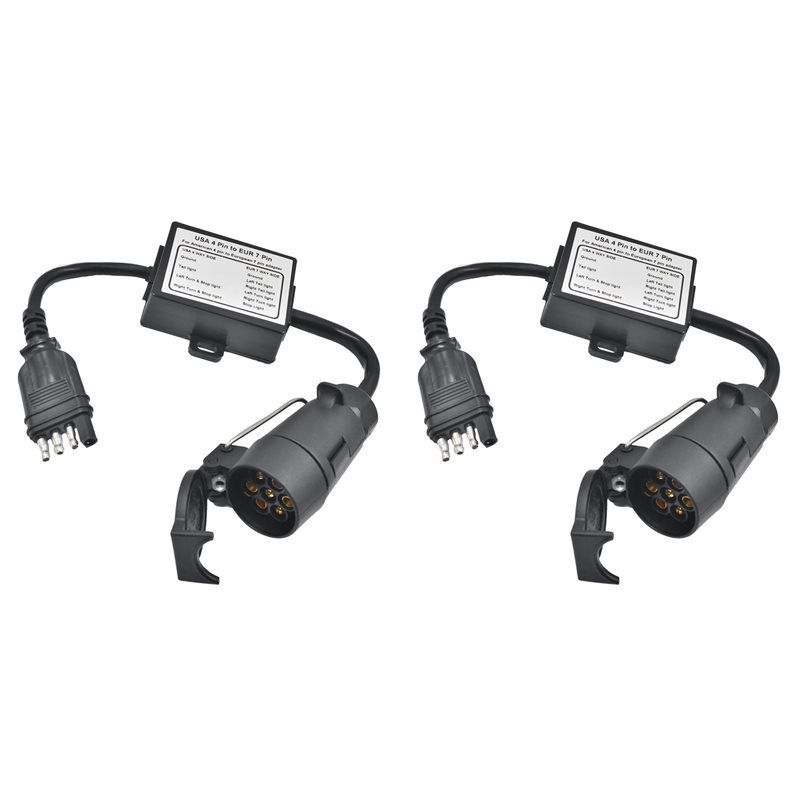 2X Trailer Connector  4-Pin Flat Plug To an7-Pin Connector 4 To 7 Trailer Light Converter Circuit Adapter