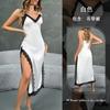 Women's new street sexy slim suspender long lace edge dress high sense