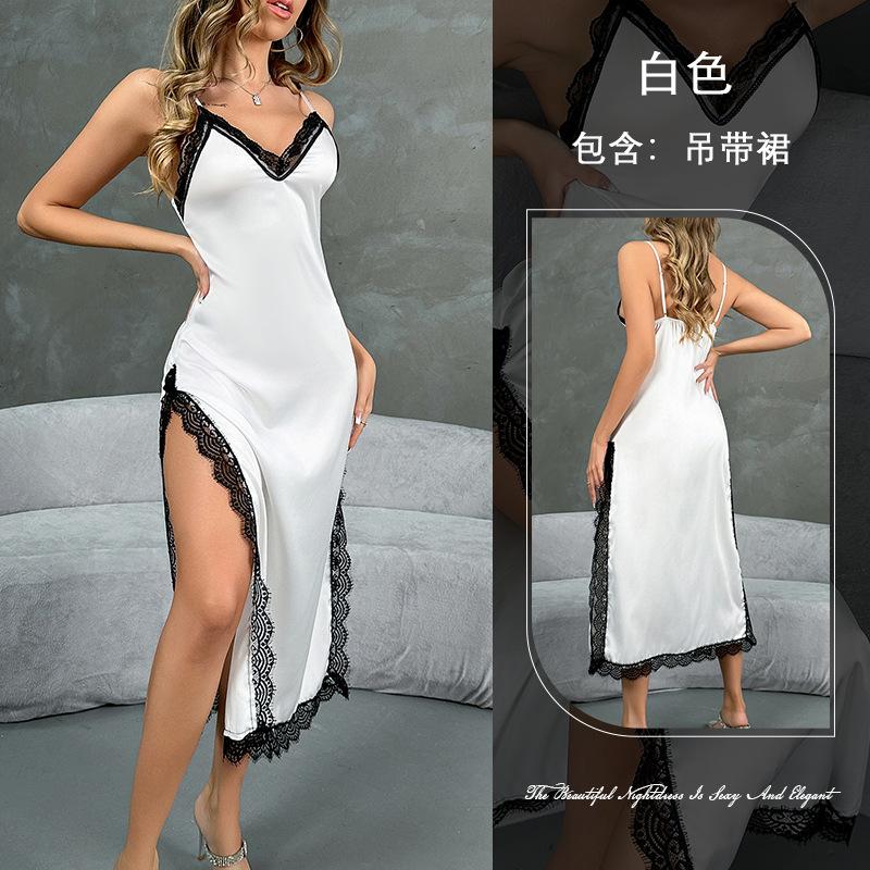 Women's new street sexy slim suspender long lace edge dress high sense