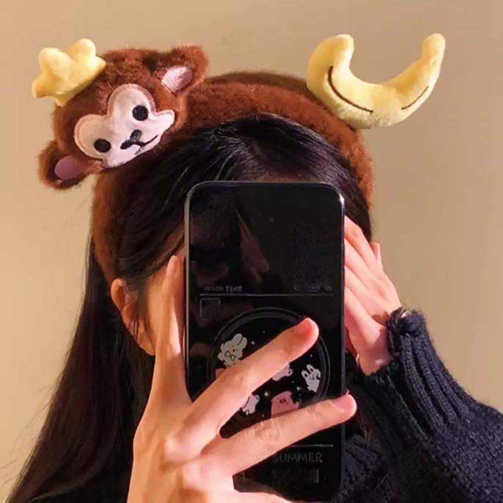 Moon Red Plush Headband Hair Accessories Cartoon Monkey Hairband Sweet Dachshund Hair Hoop Girls