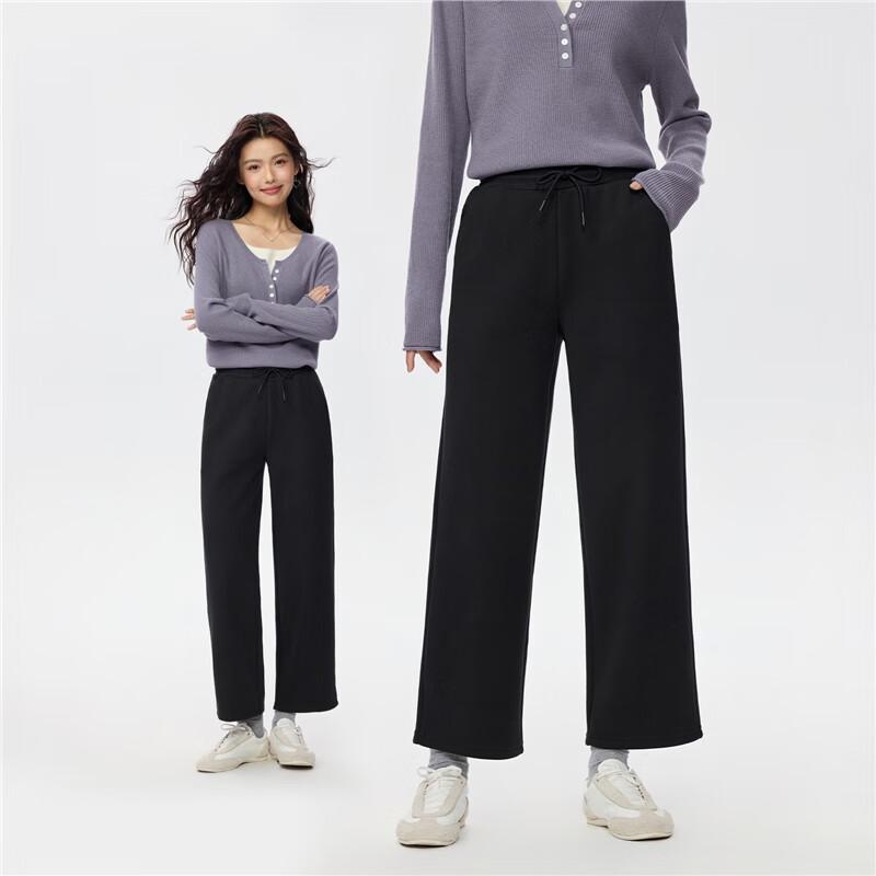 Giordano Women's Fleece-Lined Drawstring Straight Leg Sweatpants