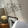 Metal Wall Art Silhouette Couple Embrace Rusted Iron Decorative Sculpture Creative Handmade Iron Craft Home Wall Hanging Ornament KY-A69
