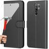 Protective Case - E.F.CONNECTION - for Redmi 9 - Black Leather Effect - Magnetic Closure - Built-in Stand