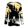 Women's long-sleeved loose-necked Halloween print casual top, suitable for holiday parties