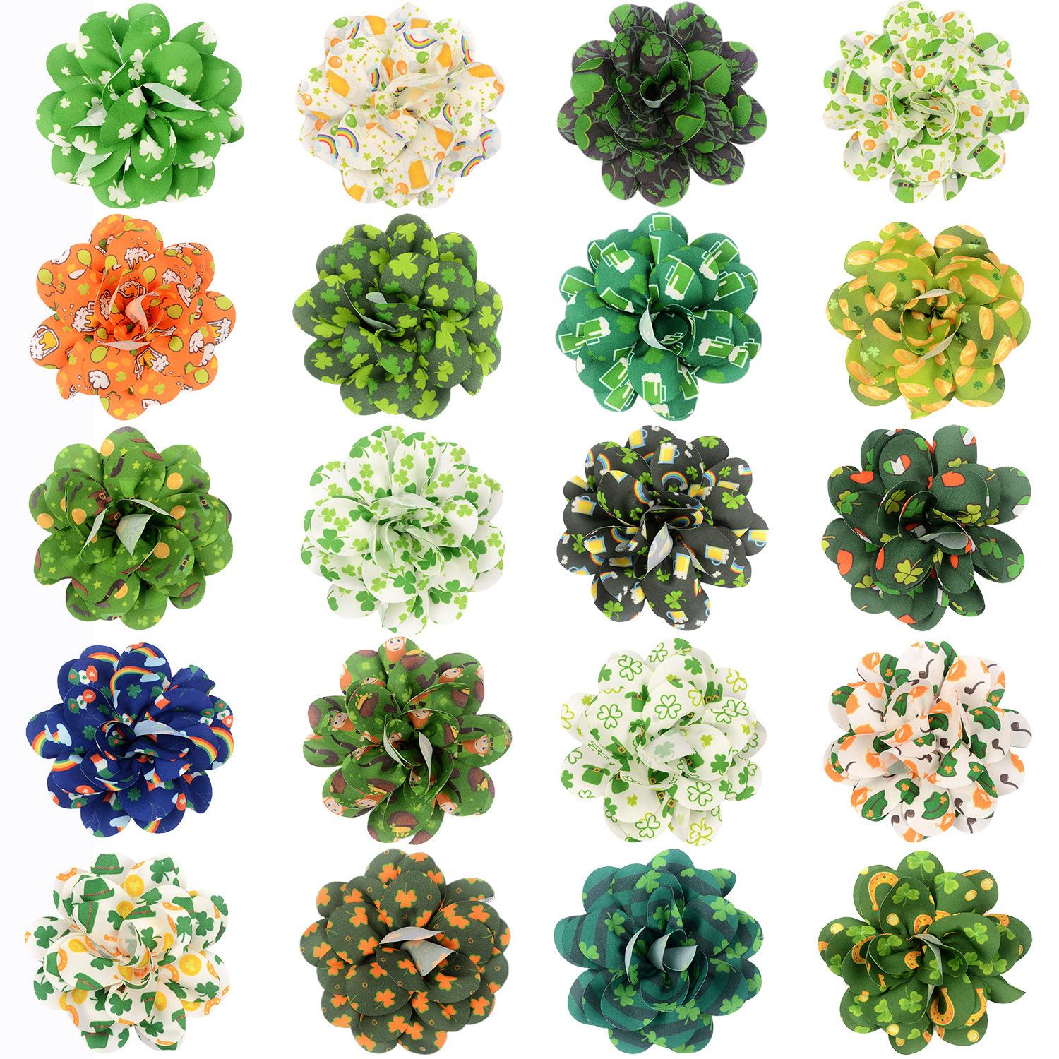 50/100PCS ST Patrick s Day Big Flower-Collar Remove Dog Bowties Pet Collar Accessories Dog Grooming Pet Supplies For Small Dogs 50pcs