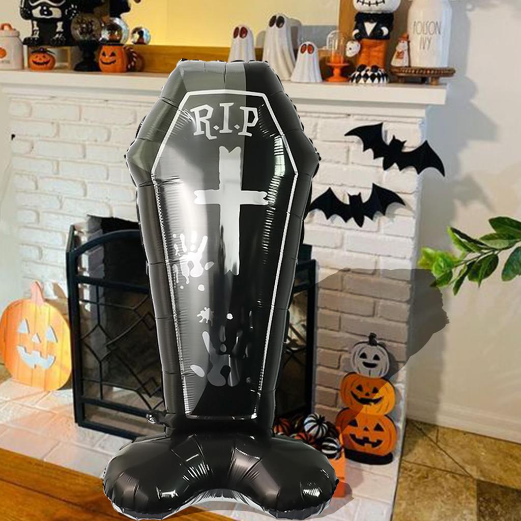 1 szt. Balon Nagrobek Halloween Trumna Balon z Folii Aluminiowej Odpowiedni na Halloween Grób Horror Dekoracje