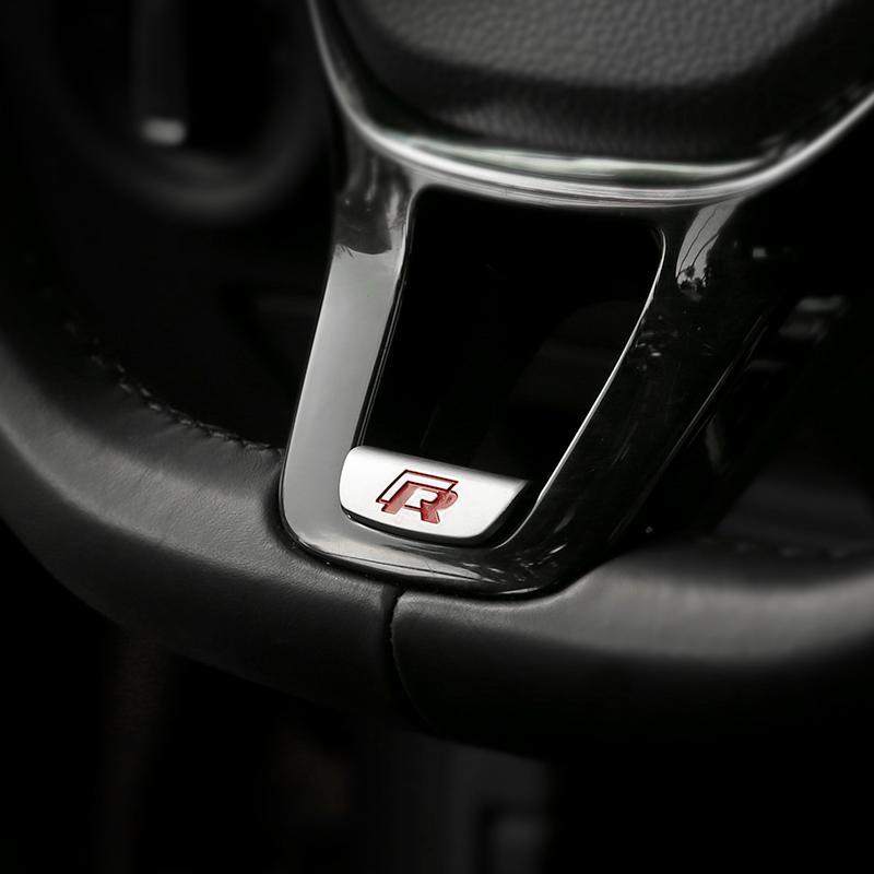 Hot 1Pcs VW Car Steering Wheel Decorative Cover R Line Emblem Sticker For Volkswagen R-Line R GTI Polo T5 T-ROC Golf Passat Scir