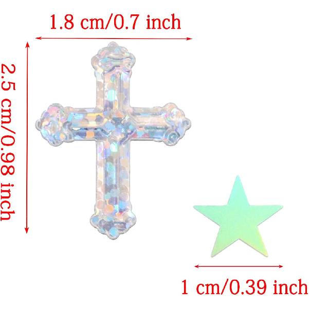 ONLYKXY 1050Pcs Star and Cross Table Confetti Decor Glitter Scatter Bless Confetti Decoration for Easter Spring Bride Shower Birthday Wedding Foil