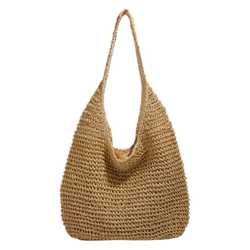 New Straw Woven Bag, Shoulder and Armpit Tote Bag, Fashionable and Versatile Paper Woven Women s Shoulder Bag, Summer Beach Bag