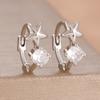 2PCS Sparkling Zircon Geometric Pentagram Hoop Earrings Popular Jewelry Accessories Women Engagement Birthday Jewelry Gift