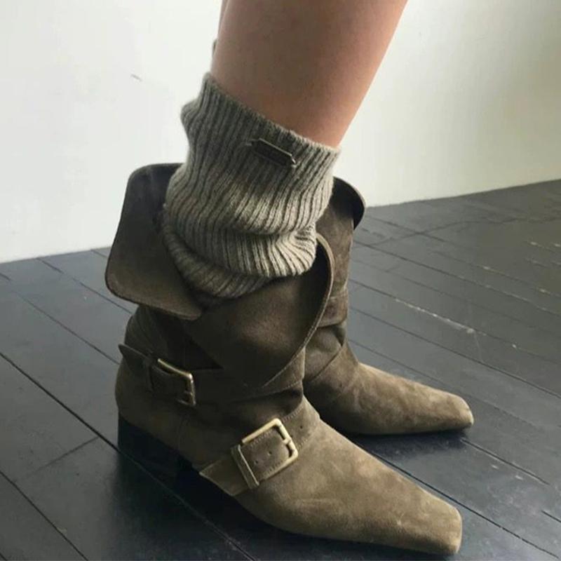 Fashion Pointed Toe Women Ankle Boots Fashion Designer Heeled Shoes Dress Goth Chelsea Bootas 2025 Winter Casual Botas De Mujer Shoes