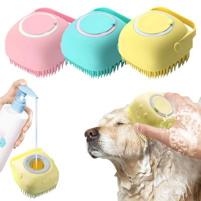 Cepillo de silicona suave para perros, champú para mascotas, masajeador, cepillo de baño, dispensador de masaje para lavado de cachorros y gatos, cepillo de ducha para aseo
