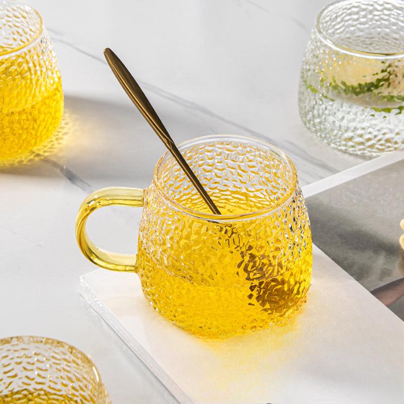Hammer Pattern Pineapple Cup High Borosilicate Glass Juice Cup Drink Cup Office Flower Tea Brew Tea Cup Household Single Layer Cup