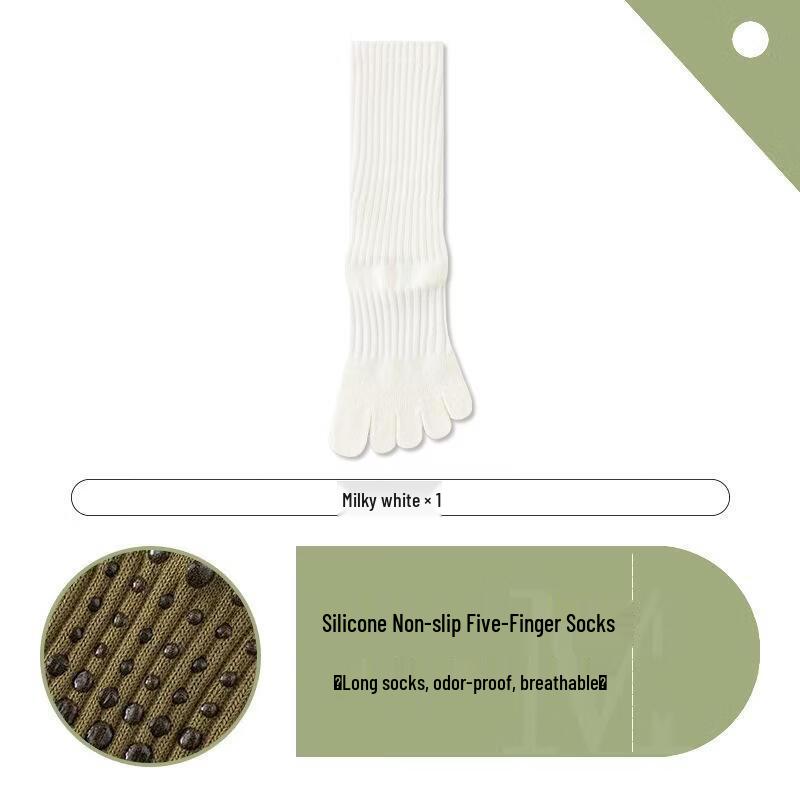 JingJingRS Anti-Slip Five-Toe Yoga Pilates Mid-Calf Socks