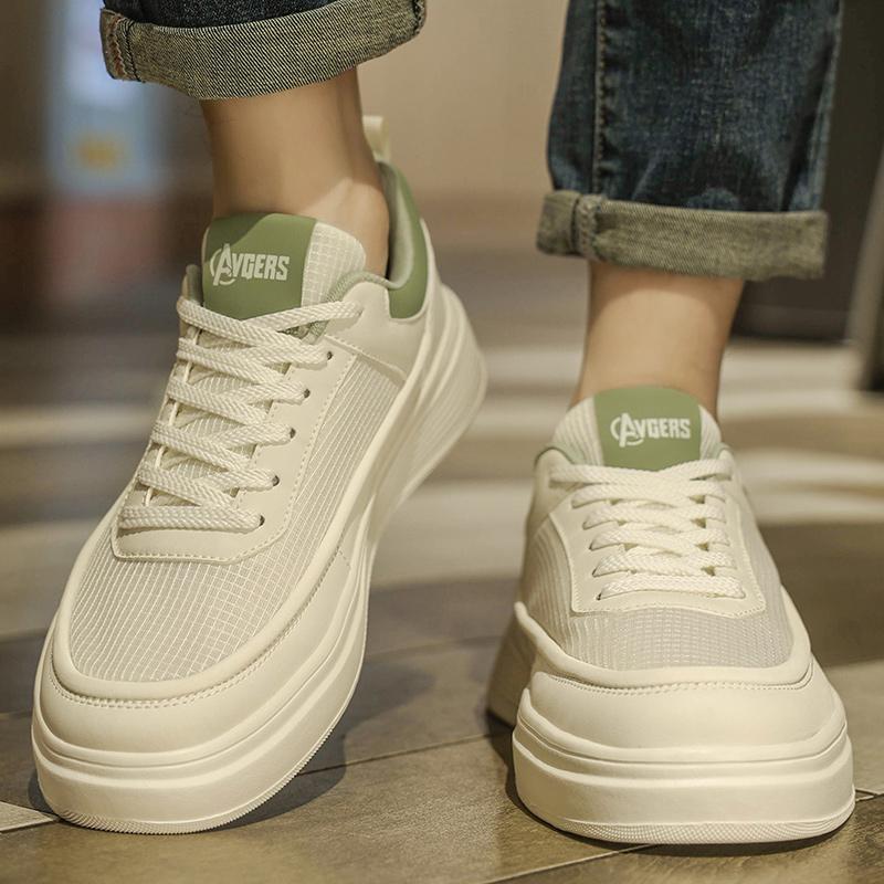 White men's shoes summer lightweight breathable casual board shoes men's white shoes anti slip thick sole versatile sports shoes