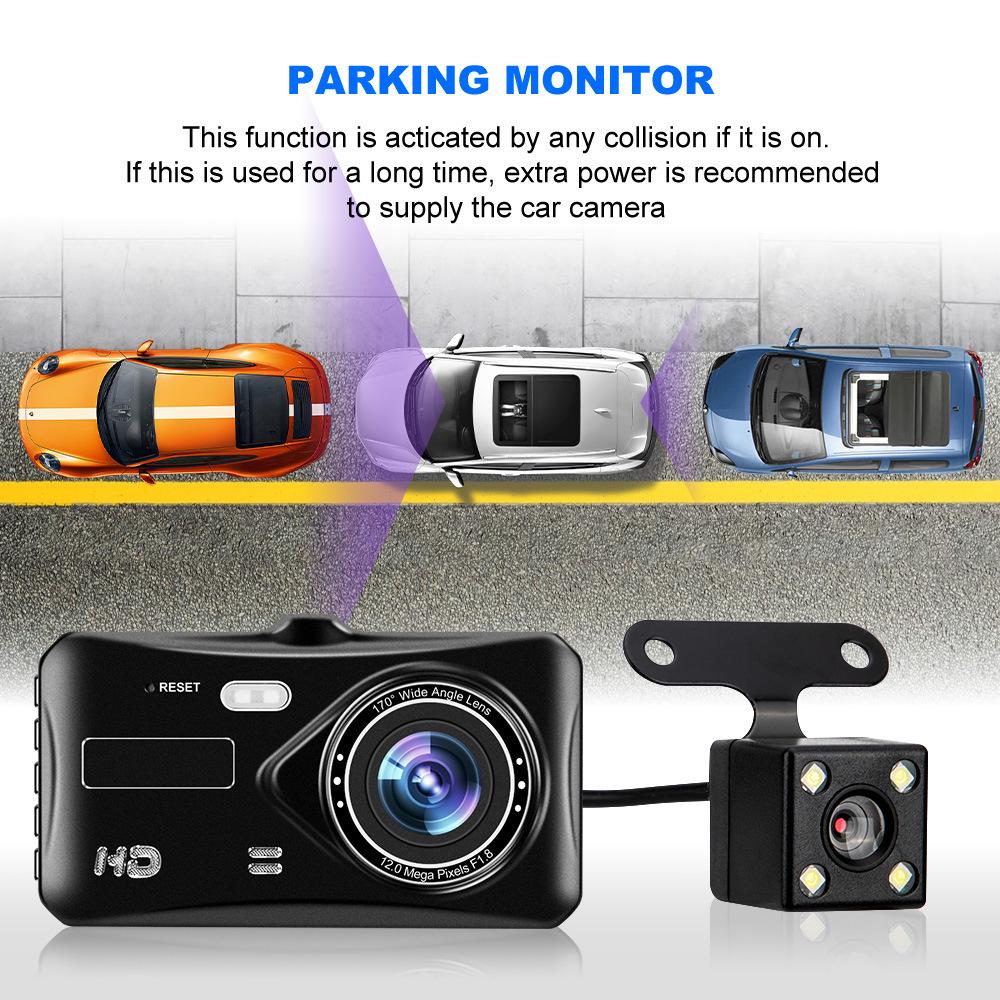 4" Touchscreen Dual Lens 1080p HD Car Recorder - Front & Rear Recording with Reversing Image