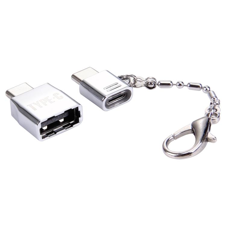 Adattatore in metallo Micro USB Femmina a USB-C / Tipo-C Maschio + USB 2.0 Femmina a USB-C / Tipo-C Maschio