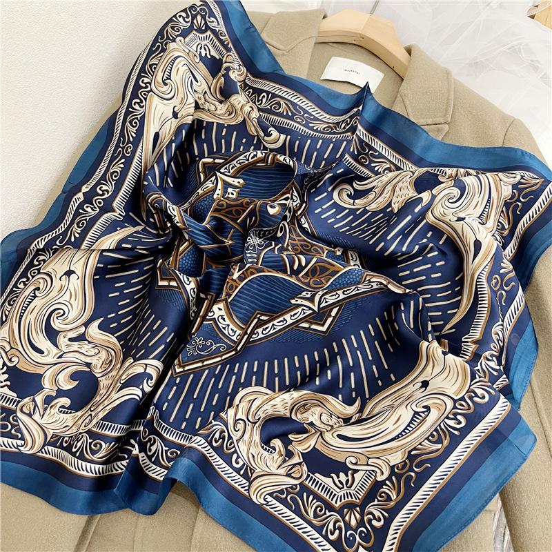 Three-dimensional Letter Printing New Small Square Scarf Accessories Silk Scarf Career Dress Neckerchief Versatile Silk Scarf
