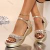 Fashion Fashion Weaving Platform Sandals for Women Gold Silver Wedge Sandals Woman Summer 2025 Comfort Thick Sole Beach Shoes Plus Size