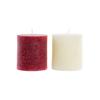 Bougie de Noël - DKD Home Decor - Blanc et rouge - Cire - 9x9x10 cm - Décoration - Fragile - Standard