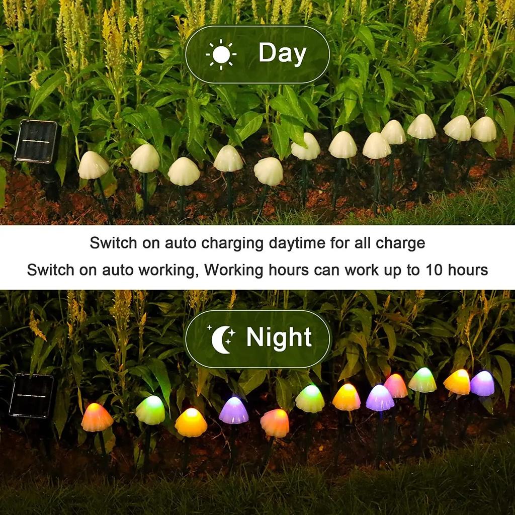 Solar Mushroom Lights Outdoor Waterproof Decorative Street Lights for Lawn Garden Patio Christmas Holiday Decoration