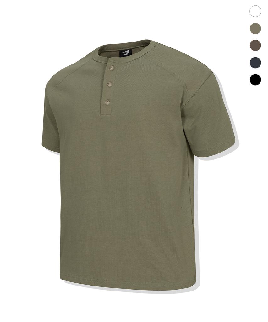 DRIX Shoulder Cutout Muscle Fit Henley Neck Half Sleeve_5 Colors