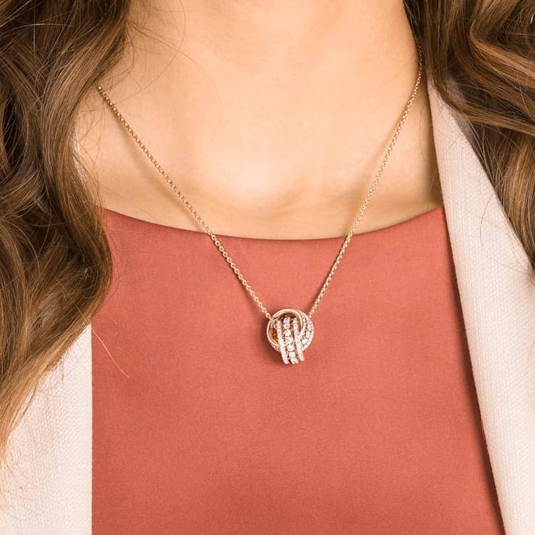 Swarovski Further Double Ring Hollow Gold Plated Necklace Women Necklace Rose-Gold 5419853