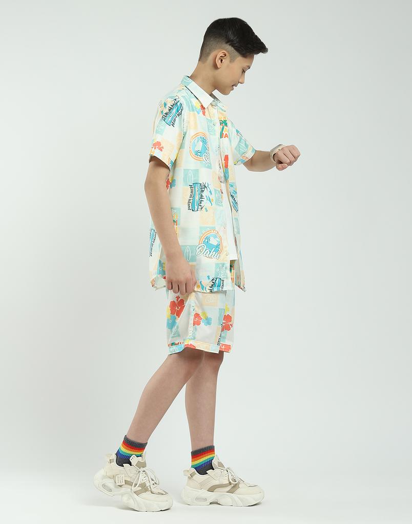 MONTE CARLO Boys Regular Fit Printed Half Sleeve Co-ord Set