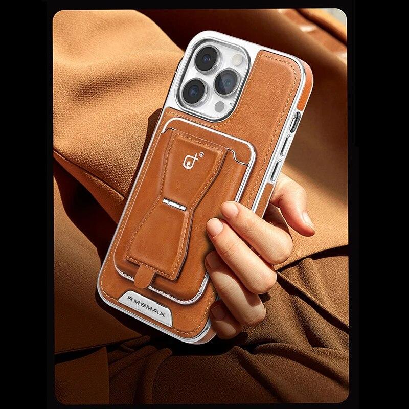 2 In 1 Magnetic Card Holder Leather Magsafe Phone Case for IPhone 14 12 13 15 Pro Max 15Plus Bank Card Wallet Shockproof Cover