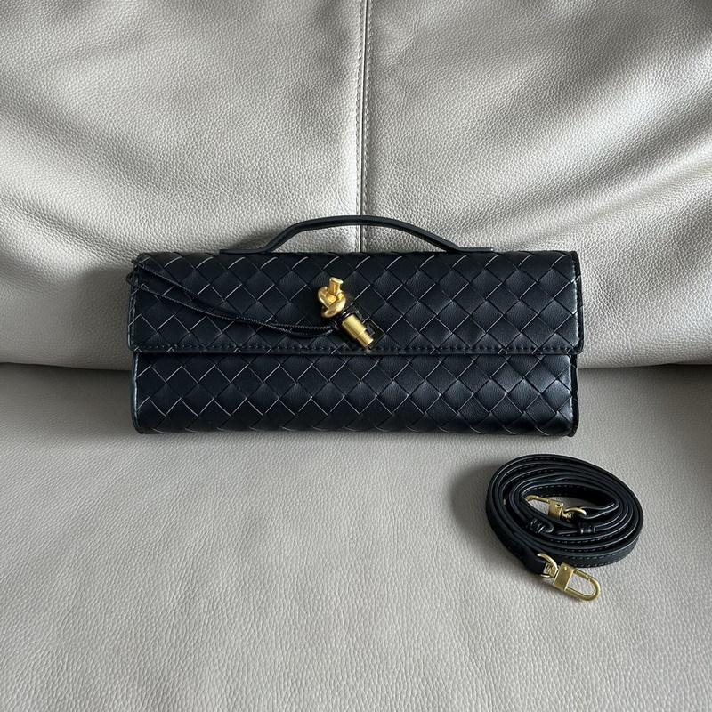 New leather women s bag woven hand-held dinner bag portable shoulder oblique span fashion trendy women s bag wholesale long style: 31*14*7cm чёрный