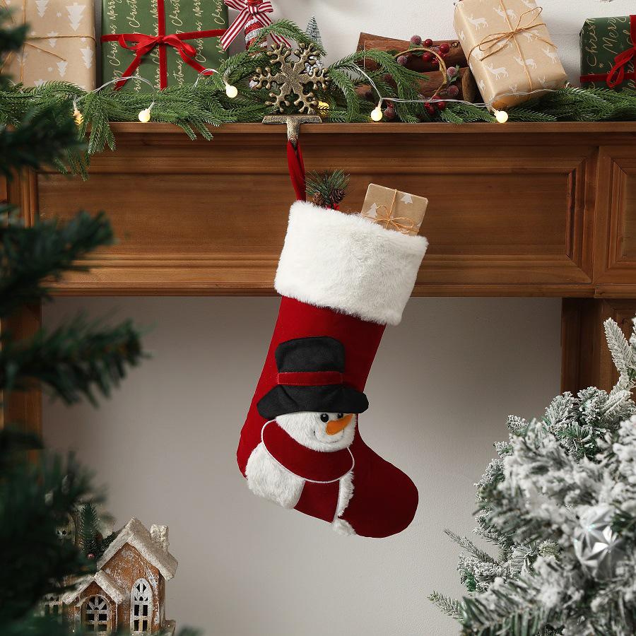 3D Cartoon Christmas Stocking with Santa, Snowman, Penguin Plush Gift Bag Decorations