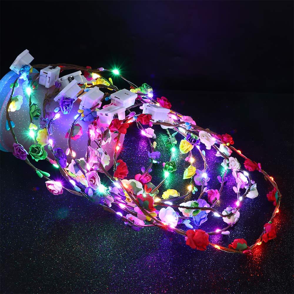 Flower Hairband LED Light Vacation Glowing Wreath Flower Crowns Beach Headband Wreath Headband