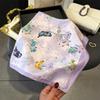 Women's Korean Style Retro Printed Imitation Silk Scarf for Professional and Casual Use