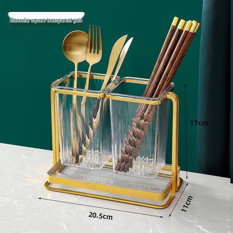 

Kitchen Storage Drain Rack with Double-Cup Chopstick Holder