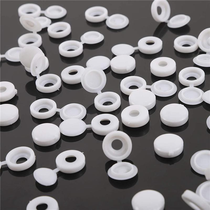 AB34-400 Pcs Screw Cap Plastic Hinged Screw Head Covers Screw Cover Caps Snap-On Replacement Screw Decorative Covers (White) белый