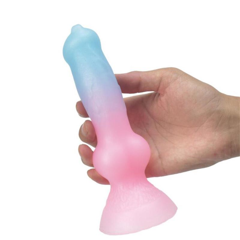 Luminous Dog Dildo Anal Plug Animal Dildo Sex Toys for Women Men Silicone Penis for Women Glow In The Dark