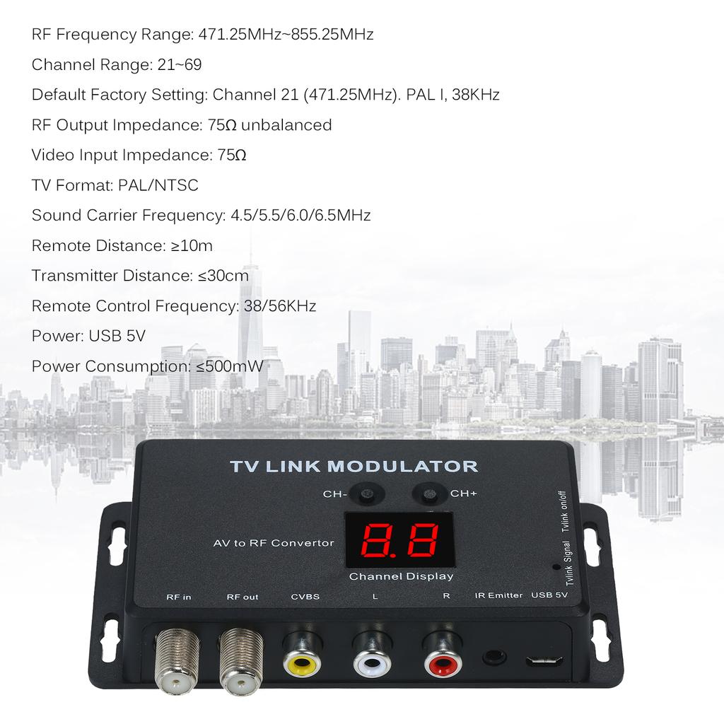 TVLINK Modulator AV To RF Convertor & IR Extender RF Modulator