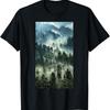 Scène de Montagne Brumeuse Forêt Brume Nature Arbres Brouillard T-Shirt